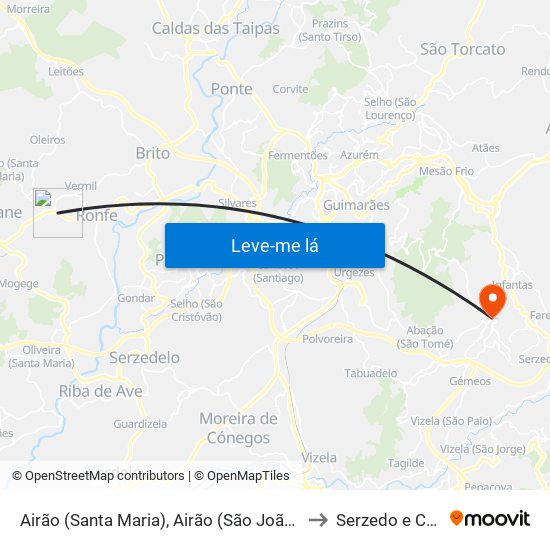 Airão (Santa Maria), Airão (São João) e Vermil to Serzedo e Calvos map