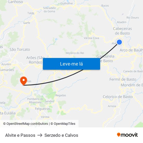 Alvite e Passos to Serzedo e Calvos map