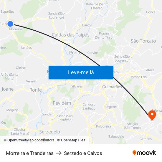 Morreira e Trandeiras to Serzedo e Calvos map