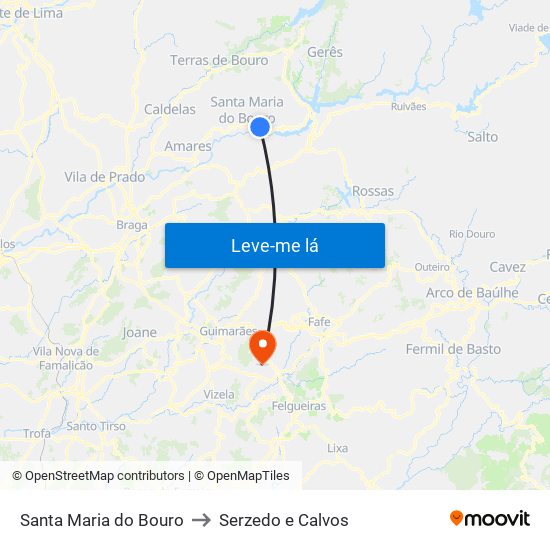 Santa Maria do Bouro to Serzedo e Calvos map