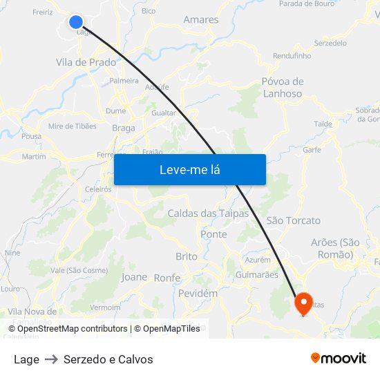 Lage to Serzedo e Calvos map