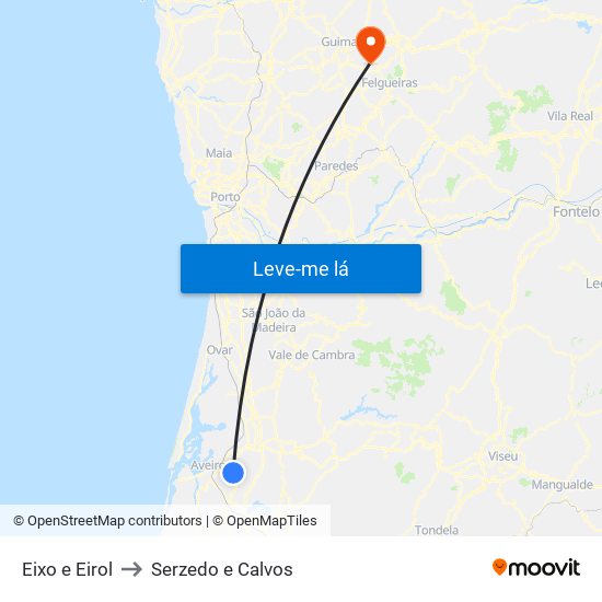 Eixo e Eirol to Serzedo e Calvos map