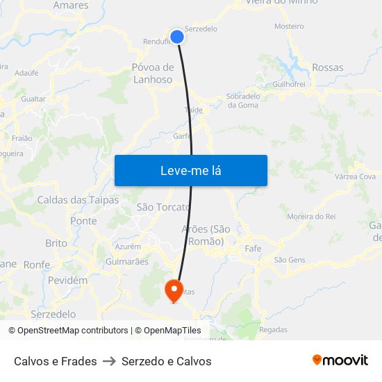 Calvos e Frades to Serzedo e Calvos map