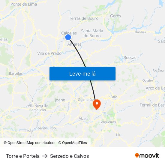 Torre e Portela to Serzedo e Calvos map