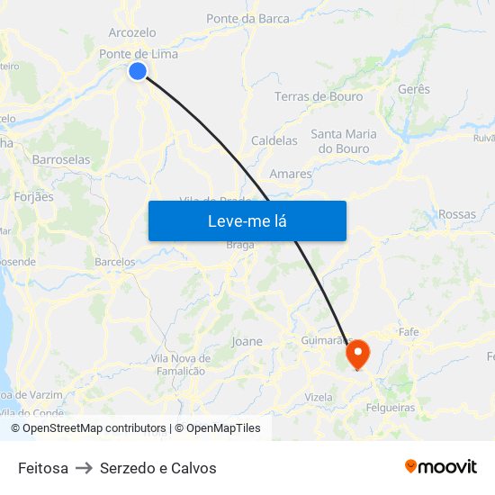 Feitosa to Serzedo e Calvos map