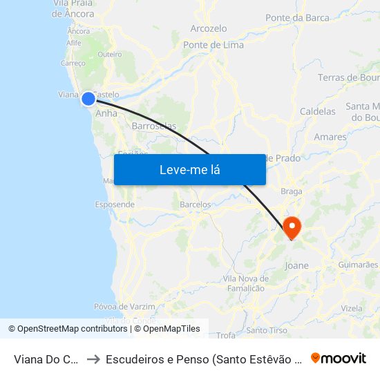 Viana Do Castelo to Escudeiros e Penso (Santo Estêvão e São Vicente) map