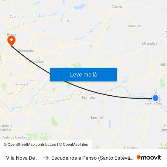 Vila Nova De Foz Côa to Escudeiros e Penso (Santo Estêvão e São Vicente) map