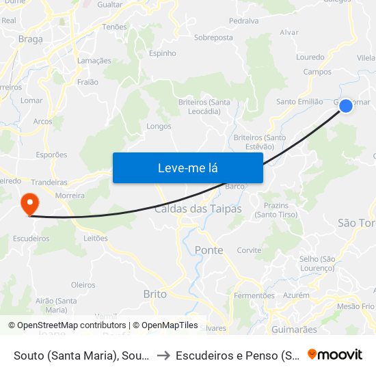 Souto (Santa Maria), Souto (São Salvador) e Gondomar to Escudeiros e Penso (Santo Estêvão e São Vicente) map