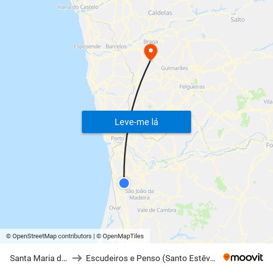 Santa Maria de Lamas to Escudeiros e Penso (Santo Estêvão e São Vicente) map