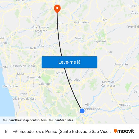 Eja to Escudeiros e Penso (Santo Estêvão e São Vicente) map