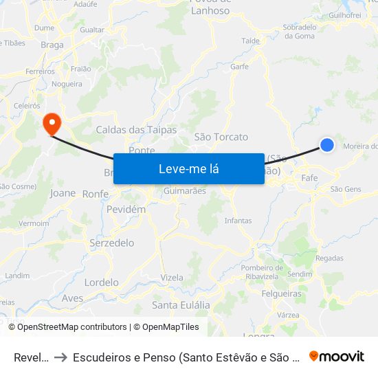 Revelhe to Escudeiros e Penso (Santo Estêvão e São Vicente) map