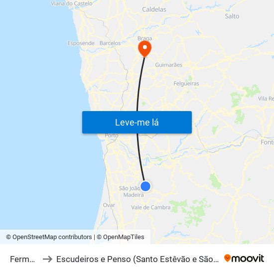 Fermedo to Escudeiros e Penso (Santo Estêvão e São Vicente) map