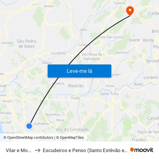 Vilar e Mosteiró to Escudeiros e Penso (Santo Estêvão e São Vicente) map