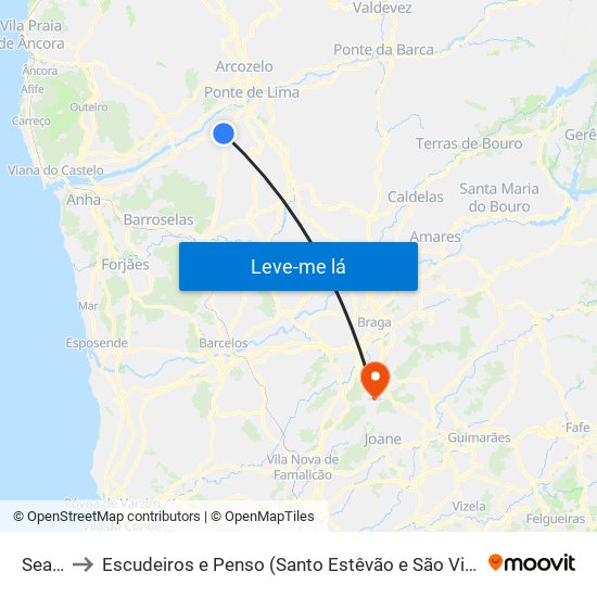 Seara to Escudeiros e Penso (Santo Estêvão e São Vicente) map