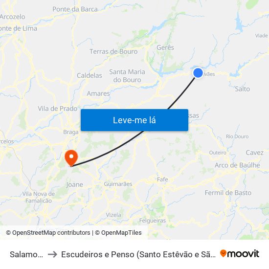 Salamonde to Escudeiros e Penso (Santo Estêvão e São Vicente) map