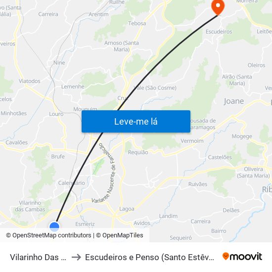 Vilarinho Das Cambas to Escudeiros e Penso (Santo Estêvão e São Vicente) map