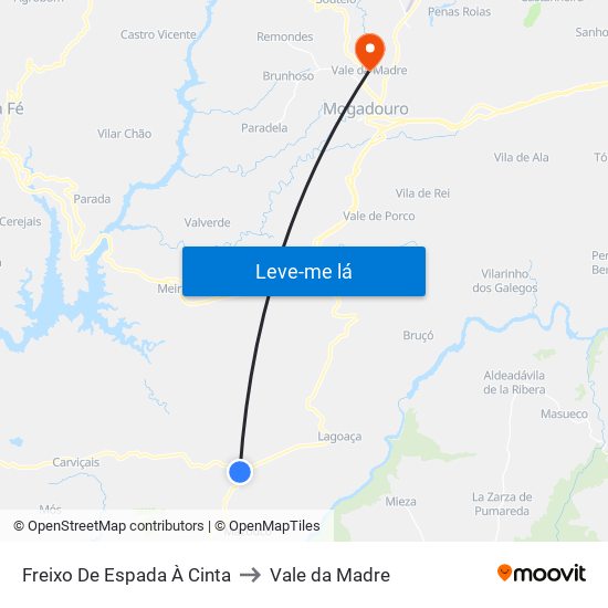 Freixo De Espada À Cinta to Vale da Madre map