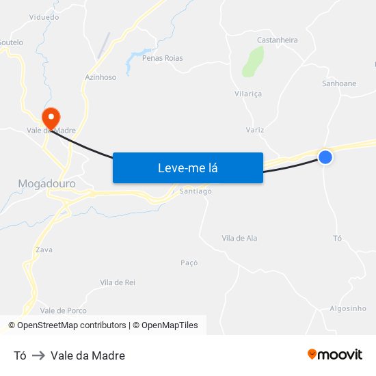 Tó to Vale da Madre map