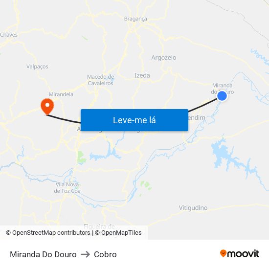Miranda Do Douro to Cobro map