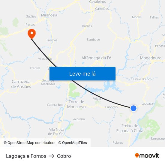 Lagoaça e Fornos to Cobro map