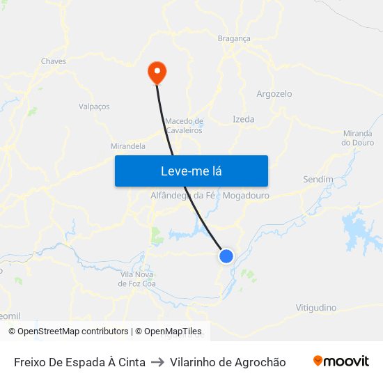 Freixo De Espada À Cinta to Vilarinho de Agrochão map