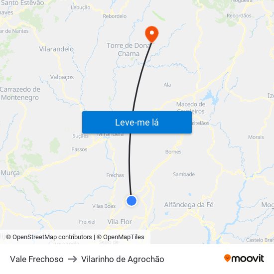 Vale Frechoso to Vilarinho de Agrochão map
