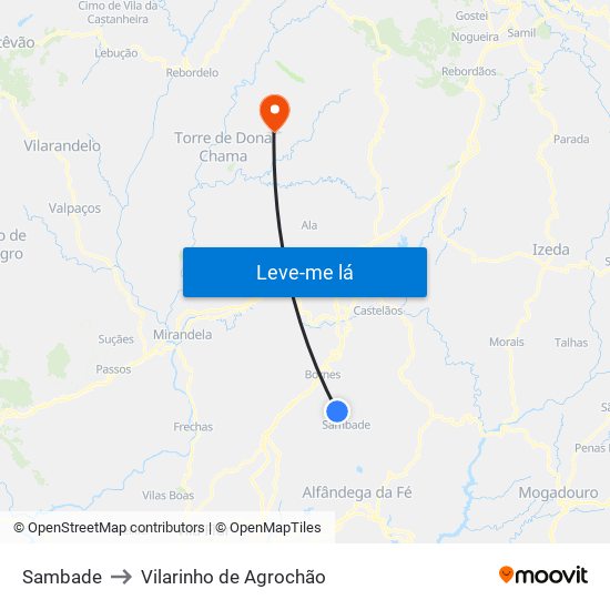 Sambade to Vilarinho de Agrochão map