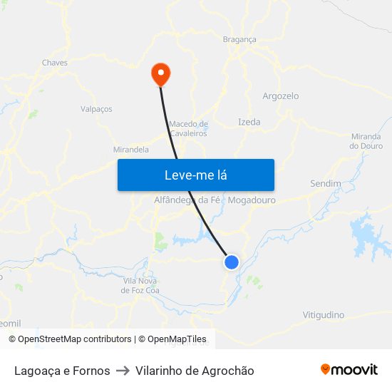 Lagoaça e Fornos to Vilarinho de Agrochão map