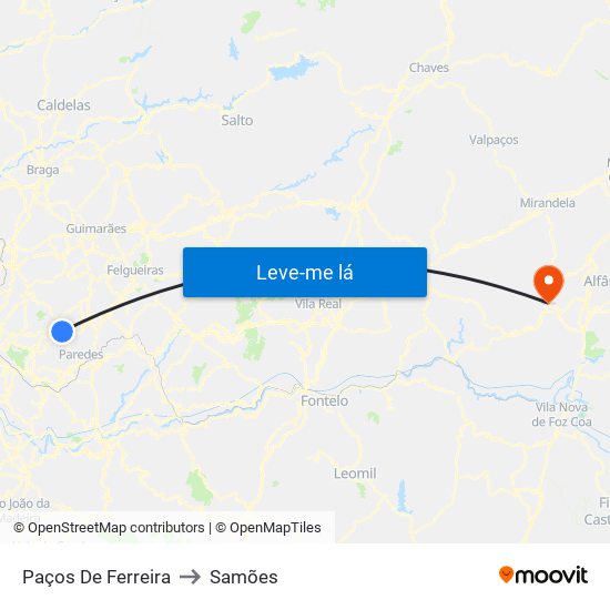Paços De Ferreira to Samões map