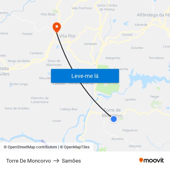 Torre De Moncorvo to Samões map