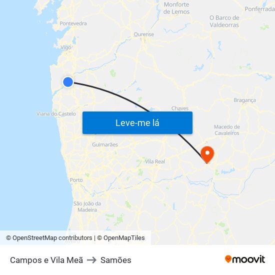 Campos e Vila Meã to Samões map
