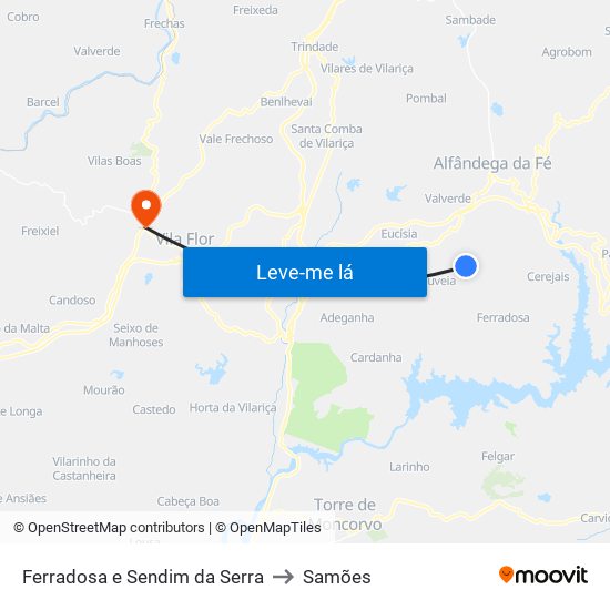 Ferradosa e Sendim da Serra to Samões map