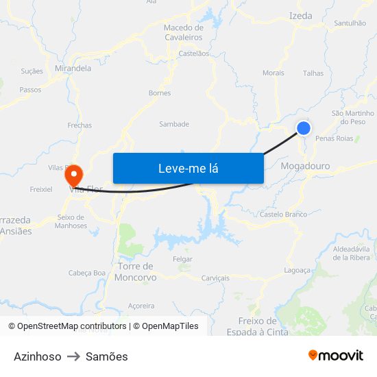 Azinhoso to Samões map