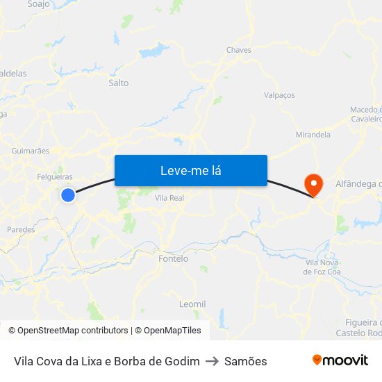 Vila Cova da Lixa e Borba de Godim to Samões map