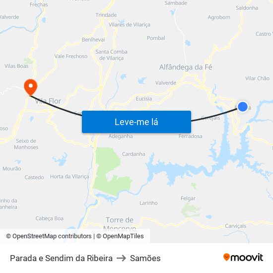 Parada e Sendim da Ribeira to Samões map