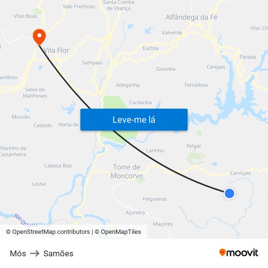 Mós to Samões map