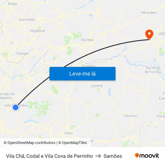 Vila Chã, Codal e Vila Cova de Perrinho to Samões map