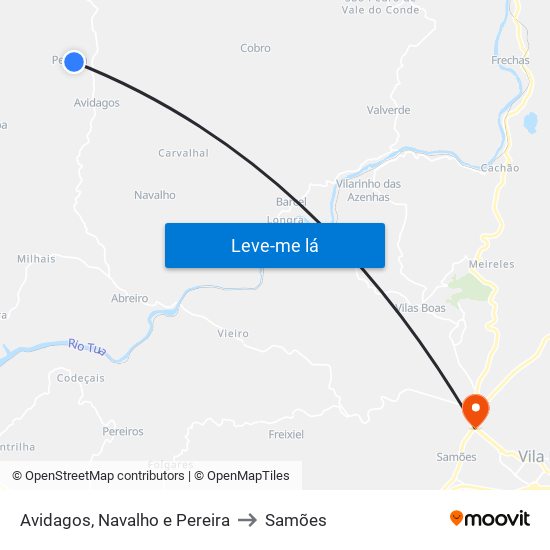 Avidagos, Navalho e Pereira to Samões map