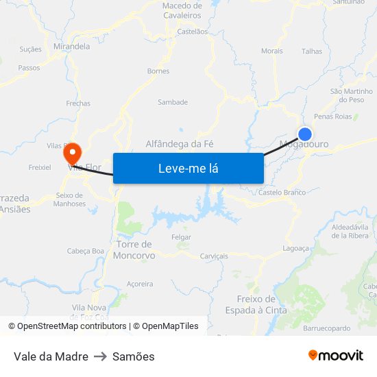 Vale da Madre to Samões map