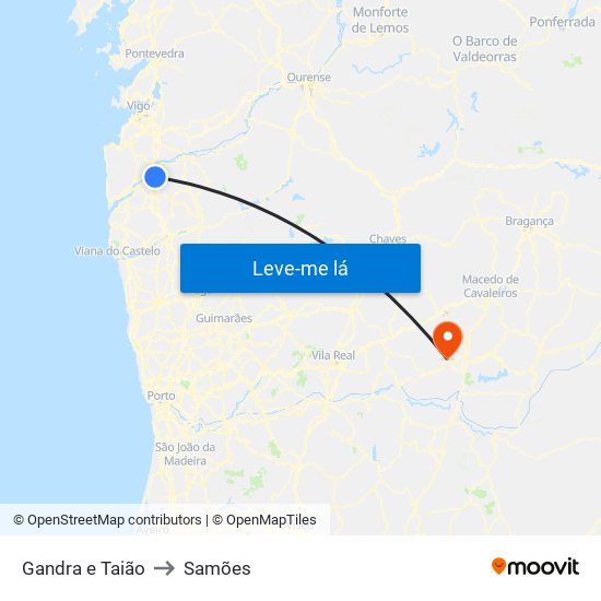 Gandra e Taião to Samões map