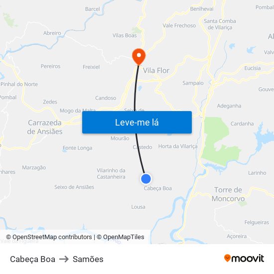 Cabeça Boa to Samões map