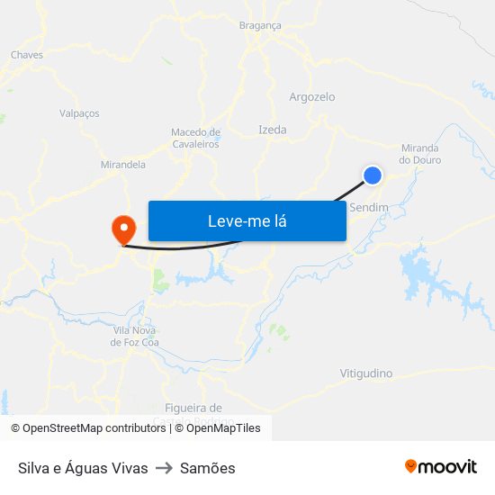 Silva e Águas Vivas to Samões map