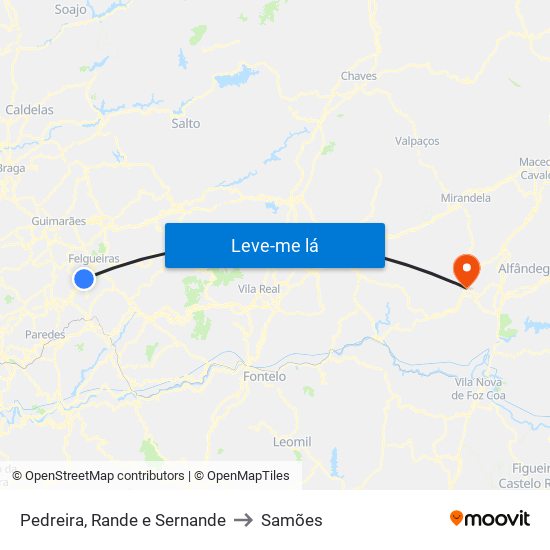 Pedreira, Rande e Sernande to Samões map
