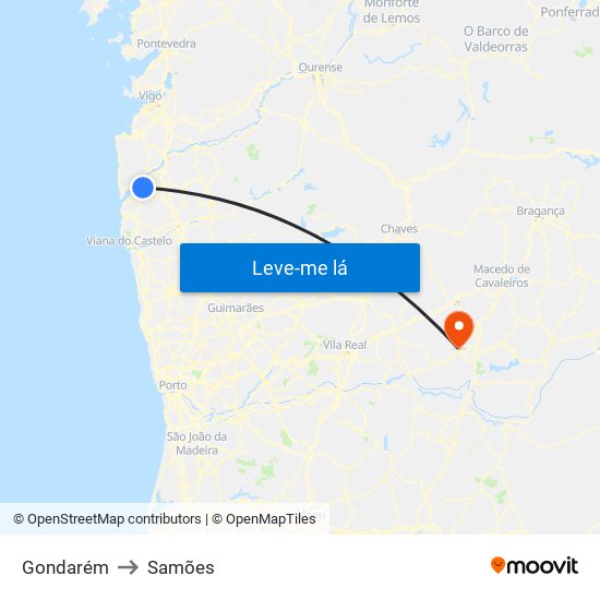 Gondarém to Samões map