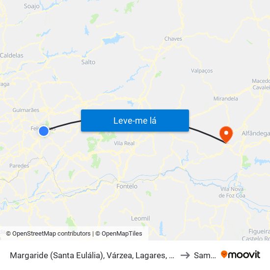 Margaride (Santa Eulália), Várzea, Lagares, Varziela e Moure to Samões map