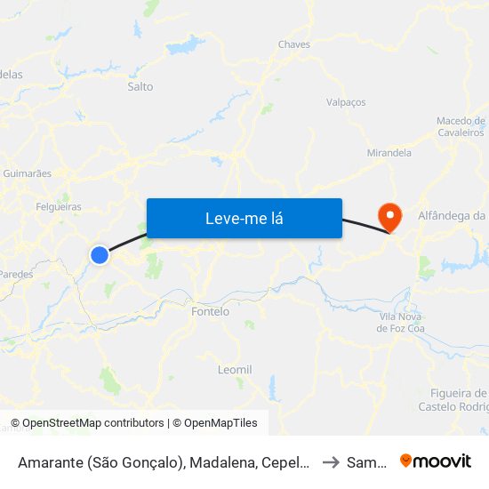 Amarante (São Gonçalo), Madalena, Cepelos e Gatão to Samões map