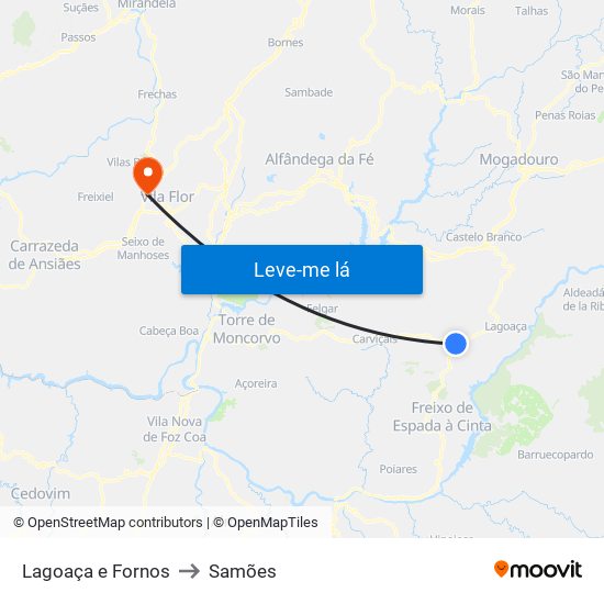 Lagoaça e Fornos to Samões map