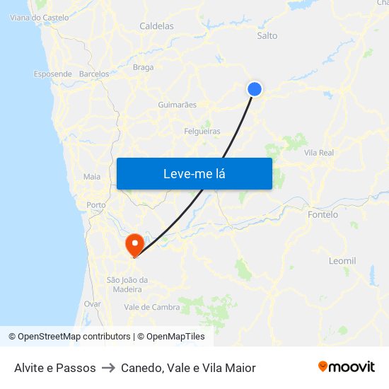 Alvite e Passos to Canedo, Vale e Vila Maior map