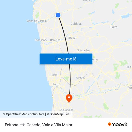 Feitosa to Canedo, Vale e Vila Maior map