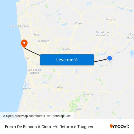 Freixo De Espada À Cinta to Retorta e Tougues map